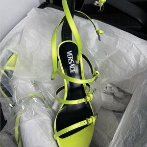 Versace Green Heels Modern Strappy Design